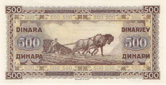 Jugoslawien p66 500 Dinara 1946